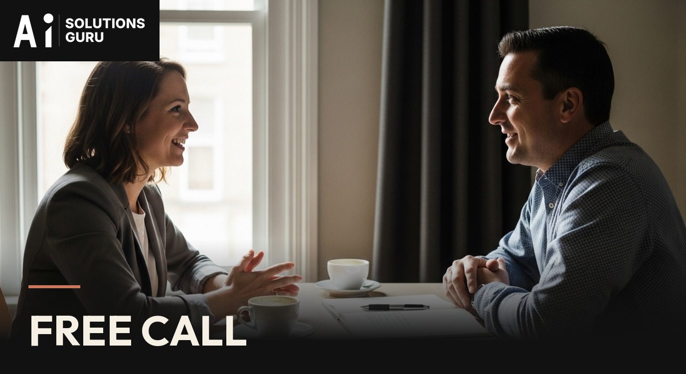 Two people talking across a table over coffee