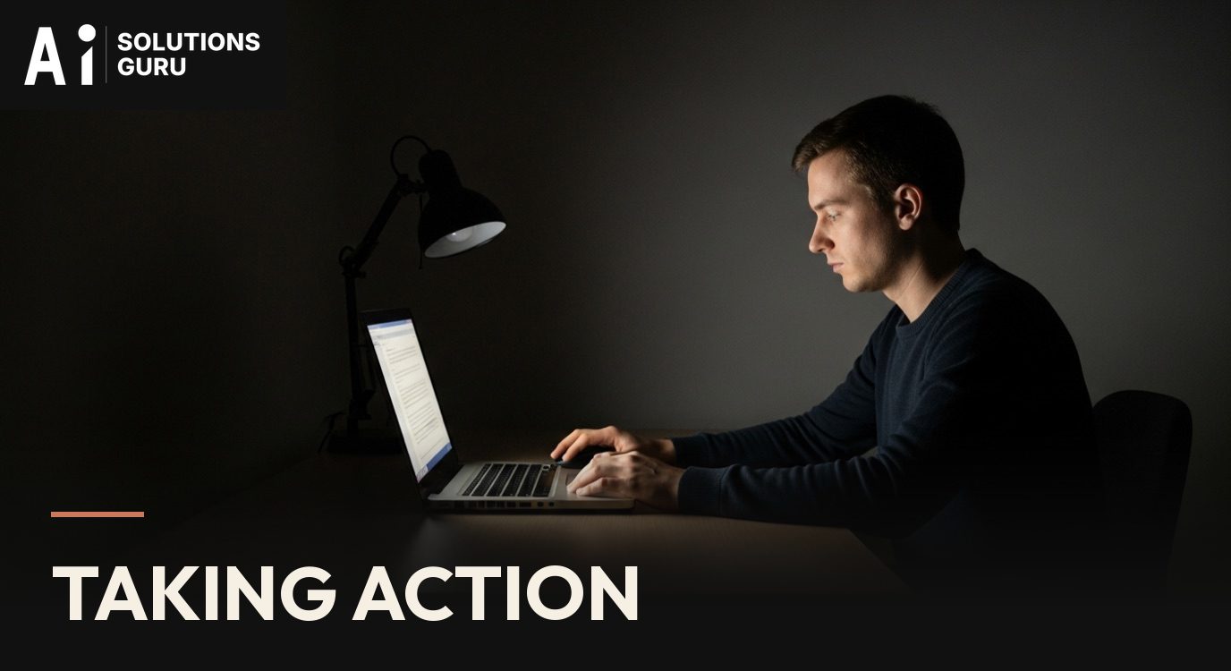 A person alone at a laptop late at night